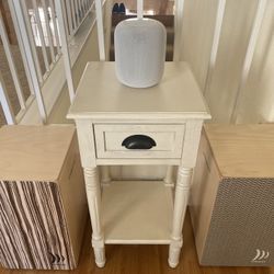 Antique white side table
