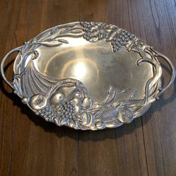 Lenox Cornucopia Large Handled Metal Tray 