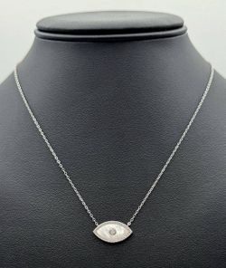 Jewelry 925 sterling silver eye necklace MOP with CZ stones 1.7 CTW
