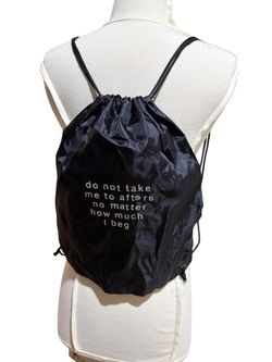 New rave festival Black Drawstring Bag with Graphic Text