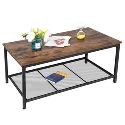Durable Coffee Table With Storage Shelf For Living Room
