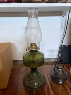 Glass vintage green  oil lamp