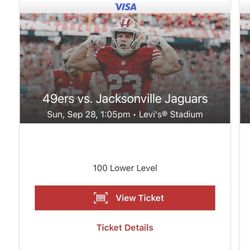 49ers Vs Jacksonville Jaguars 9/28/2025 With All You Can Eat & Drink