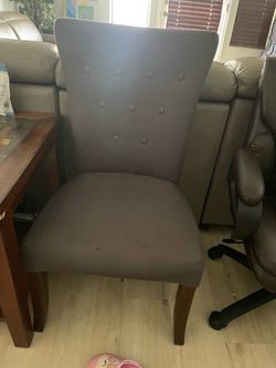 Gray Fabric Button-Tufted Accent Chair