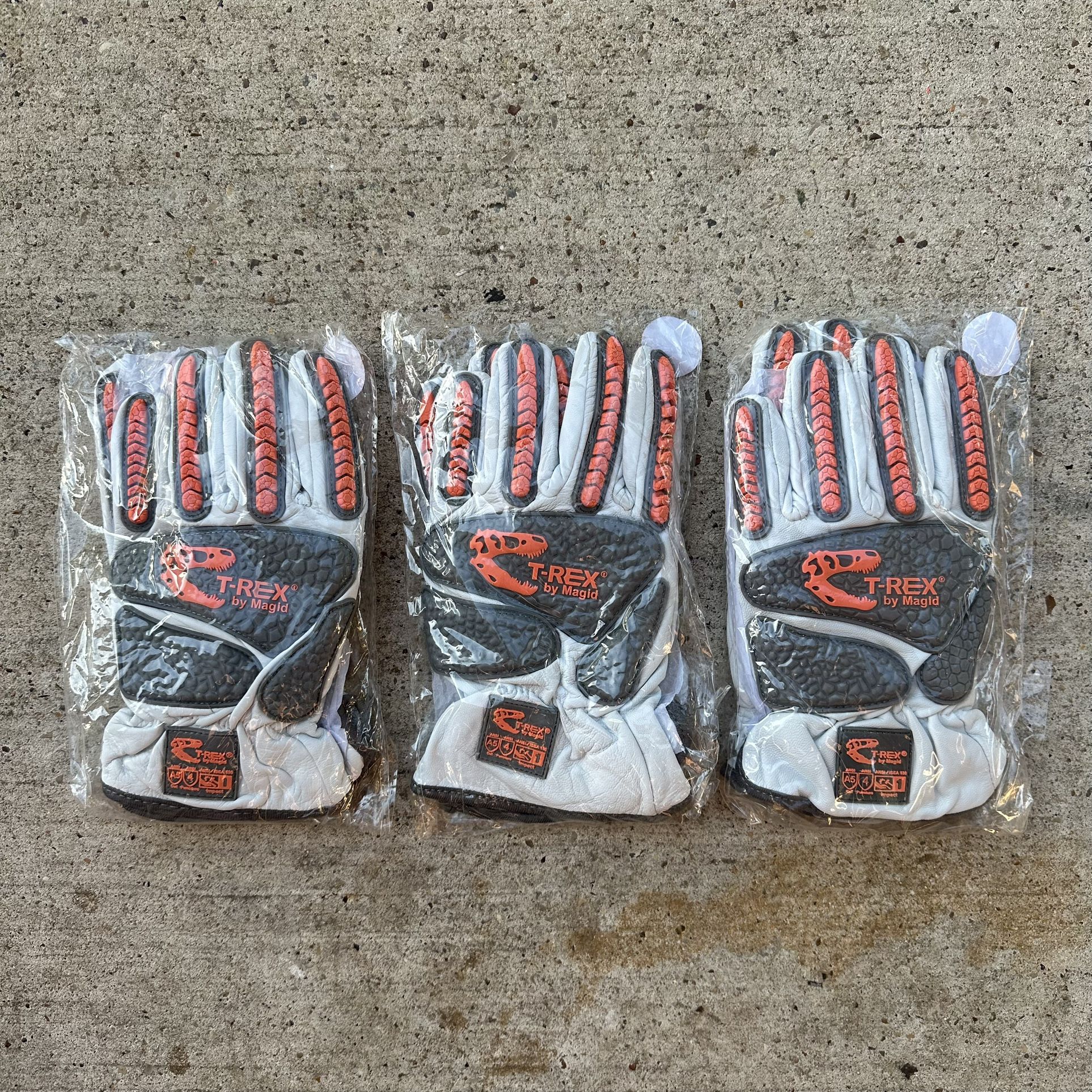 3 Pairs Magid T-Rex Cut Level 5 Goatskin Impact Gloves Cut Resistant
