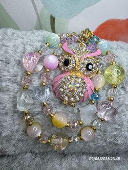 Pink owl phone Charm or keychain! Cute!!