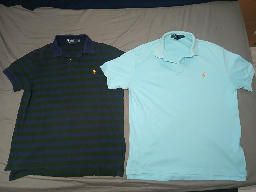 2 Ralph Lauren Polo Shirts Blue & Green Medium/ Large