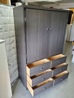 New Grey Wardrobe Closet With Drawers 