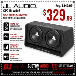 JL Audio CP210-W0v3 Slot Ported Enclosure Dual 10" Subwoofers 1200 Watts 🚨 Payment Options Available 🚨 No Credit Needed 🚨