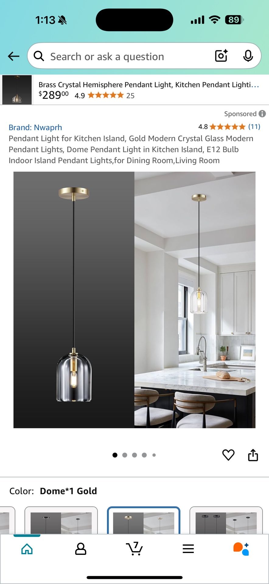 Gold Modern Crystal Pendant Light