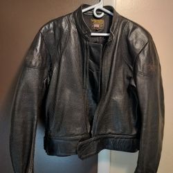 Vanson, Men’s Perforated Leather Motorcycle Jacket, Size 46