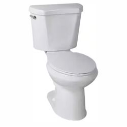 12 in. Rough In Two-Piece 1.28 GPF Single Flush Elongated Toilet in White, Seat Included