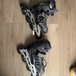 Oxelo Fit 5 ABEC 5 inline skates in black and gray with 80mm wheels Size 8.5 women’s 