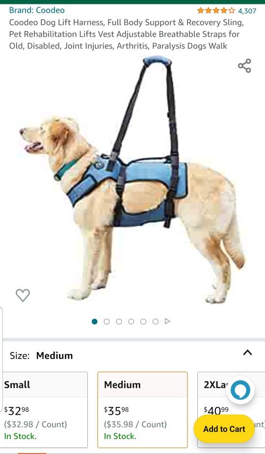 Dog Lift Harness(Medium)(firm On Price)(no Lower Price