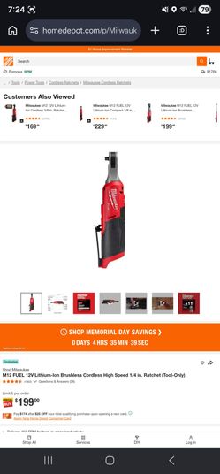 M12 FUEL 12V Lithium-lon Brushless Cordless High Speed 1/4 in. Ratchet (Tool-Only)