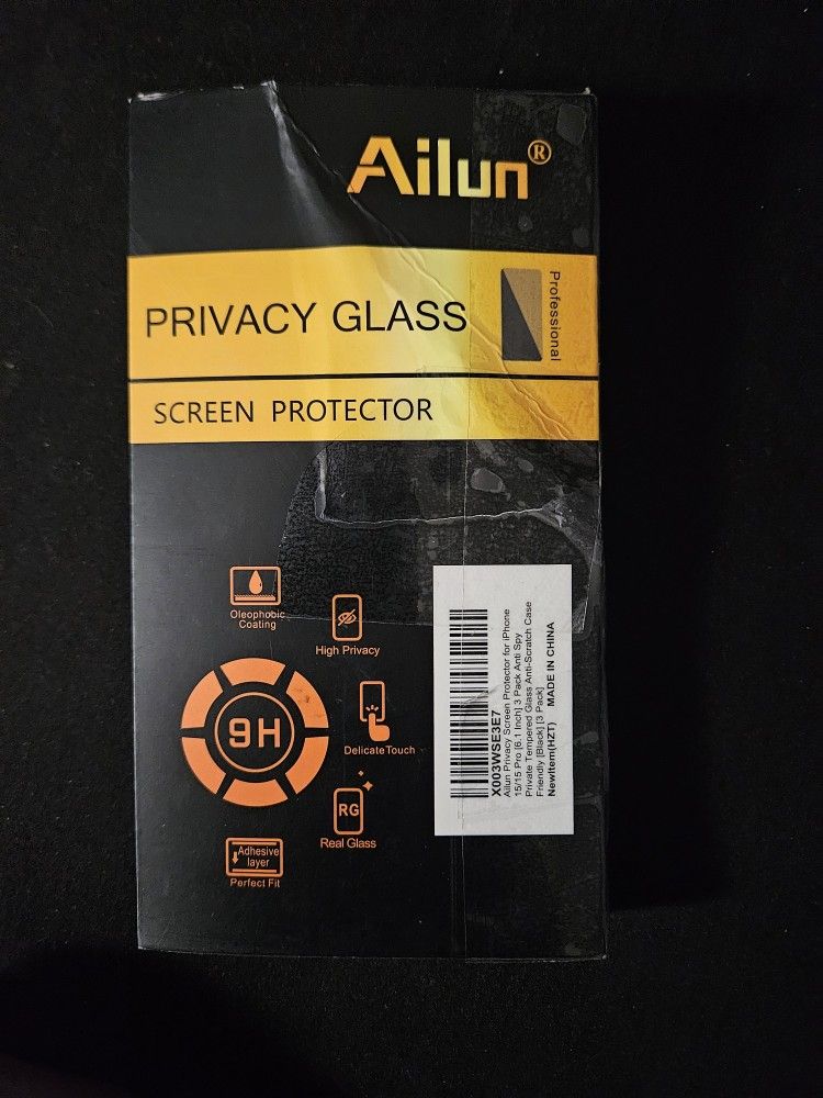 3 pack privacy screen protector for 15 pro (6.1 inch)