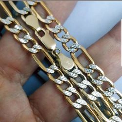 mans 14k yellow gold Figaro chain 24 inches long 6 mm