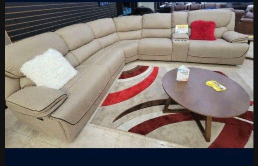 *Memorial Day Now!!!*---Stellar Alejandra Mocha Microfiber Reclining Sectional Sofa---Delivery And Financing Available😉