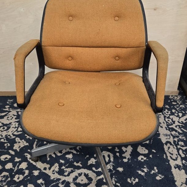 Vintage Yellow Fabric Rolling Chair