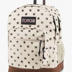 New! Trans by JanSport SuperMax Backpack - Cream with Black Distressed Stars