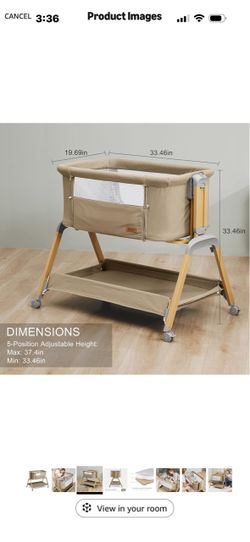 Baby Bassinet with Adjustable Height and Wheels