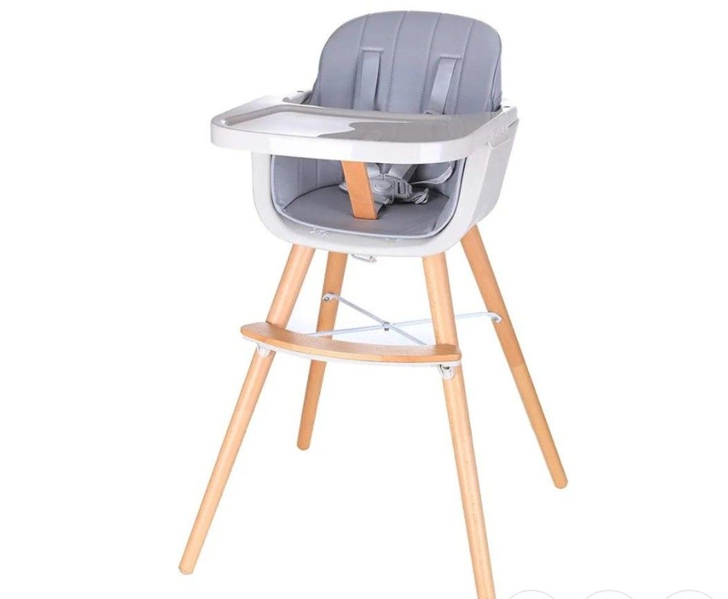 Foho Baby High Chair, Perfect 3 in 1 Convertible Wooden High Chair with Cushion, Removable Tray, and Adjustable Legs for Baby & Toddler (Gray)