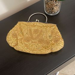 Yellow. Sequin Evening Purse/ Large Clutch Bag. 