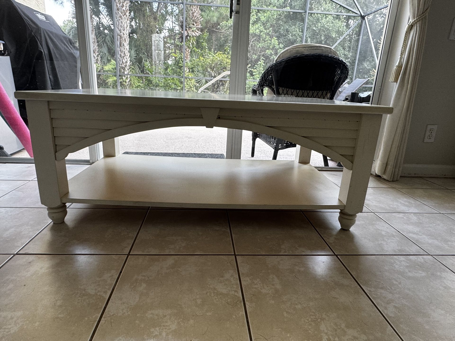 Coffee Table And 1 End Table, Off White Color, good Quality, Nice and Heavy, Condition Normal Used. 