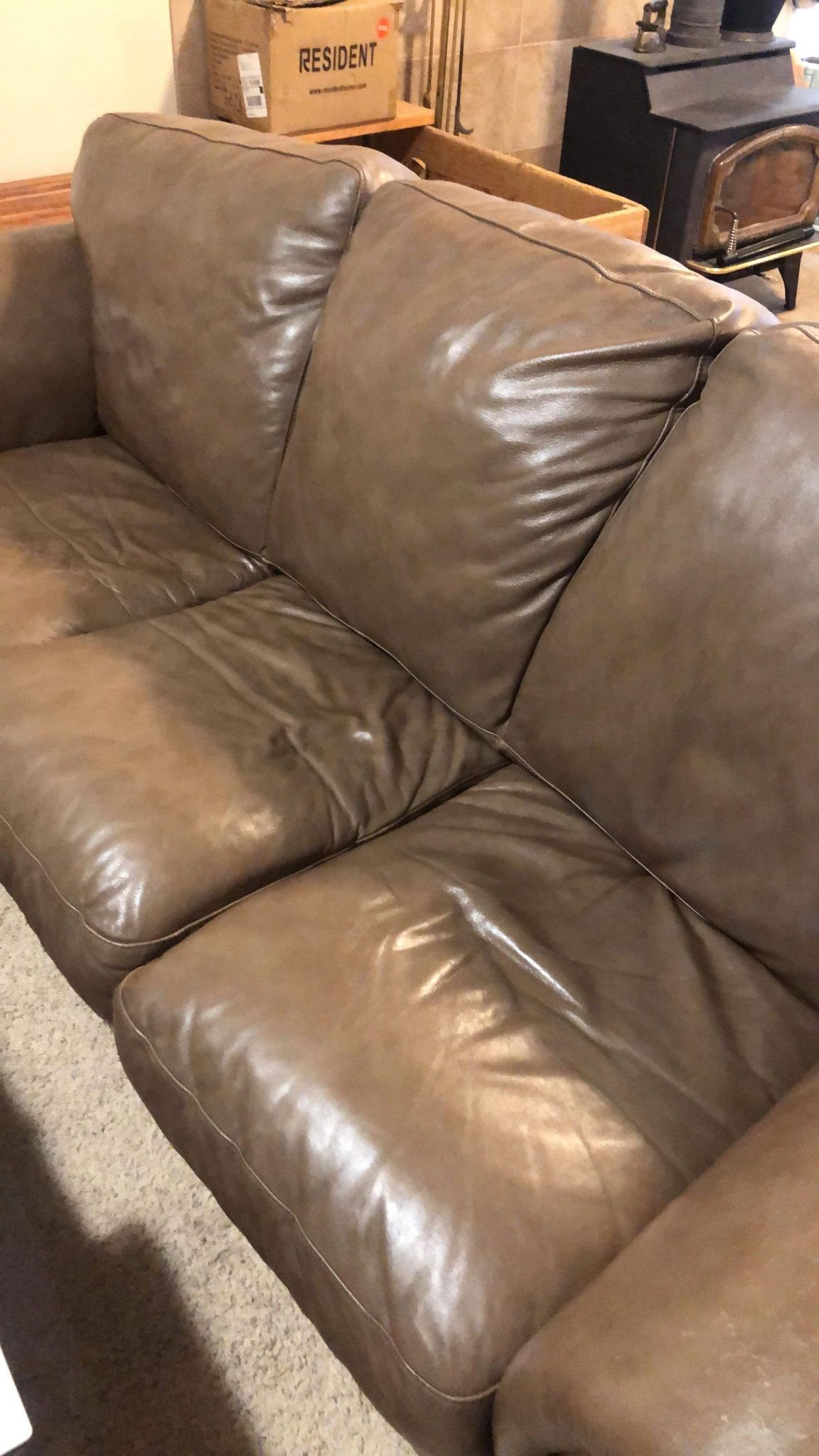 Leather Tan Couch + Love Seat
