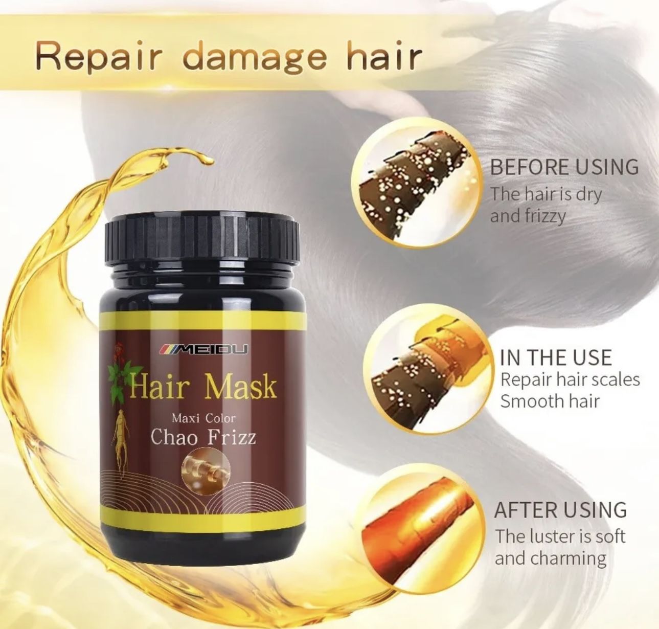 New MEIDU Argan Oil Hair Mask Maxi Color Chao Frizz 1000mL