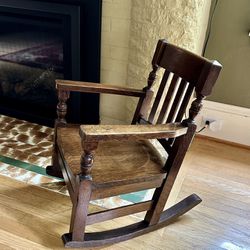 Vintage Solid Oak, Child’s Rocking Chair, Mission Style