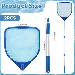 NEW Long Pool Skimmer Fine Mesh Net 31-52'' W/ Telescopic Aluminum Pole Leaf Bug Debris, Spa Hot Tub, Cleaning Tool $10 (Retail $20)