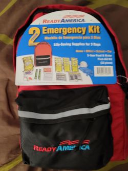 Ready America, 2 Person Emergency Kit (3 Day Backpack), Red, Five Year Shelf Life