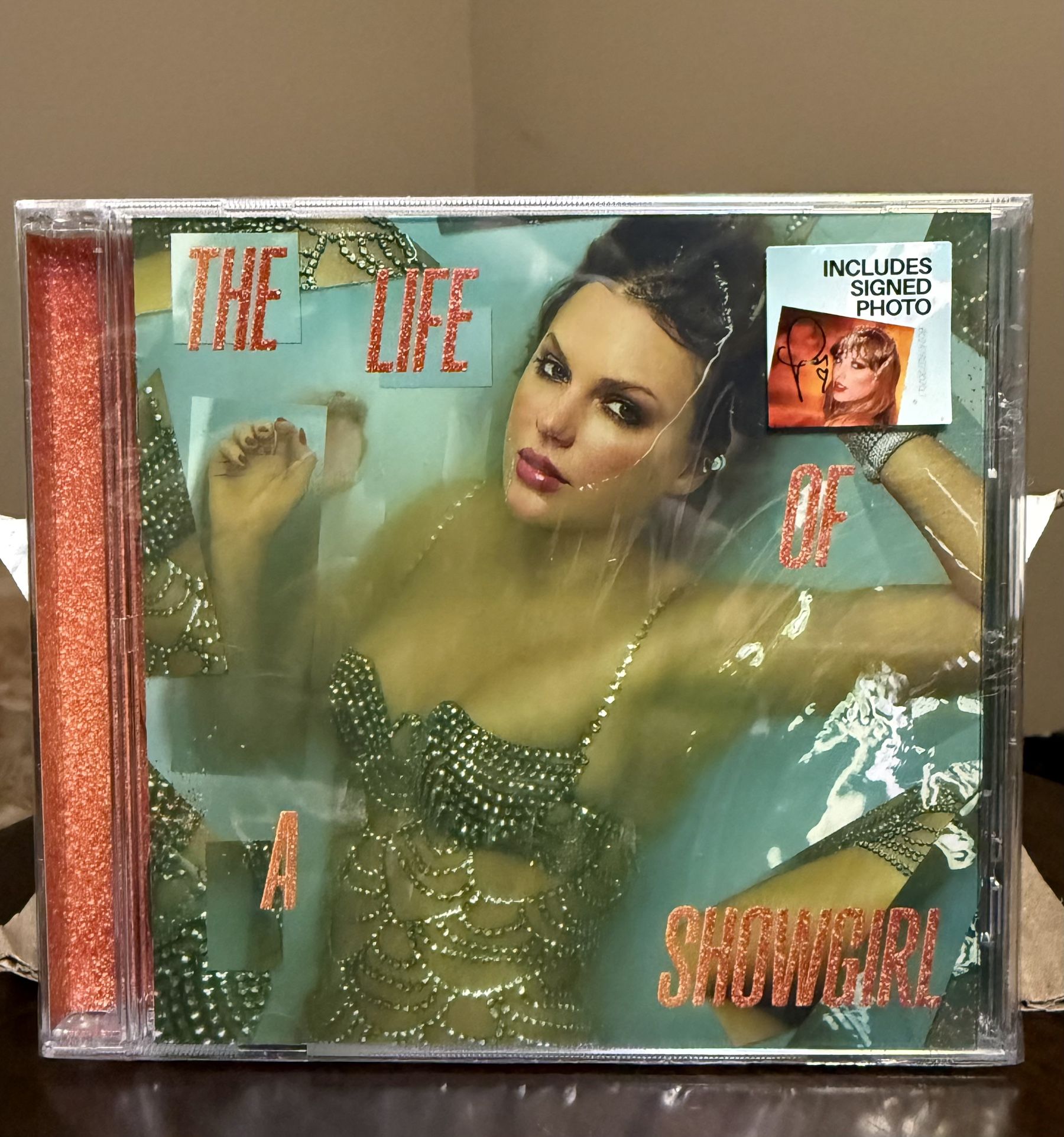 Taylor Swift The Life of a Showgirl CD Hand Signed Photo 1 Sealed