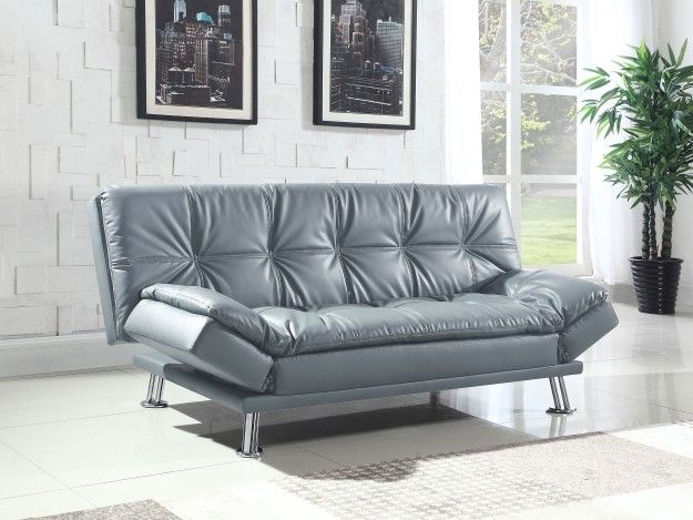 Brand New Grey Leather Futon Sofa Sleeper 
