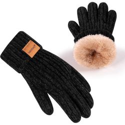 Brand new HAITHO Kids Gloves Winter for Girls Boys Cold Weather, Toddler Chenille Cute Knit Gloves Warm with Thick Thermal Fleece Lined