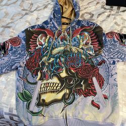 Christian Audigier Zip Up Hoodie Size XL Barely worn