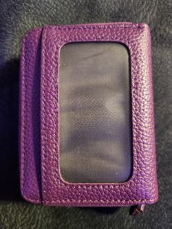 Purple Genuine Leather Credit Card/Cash Wallet