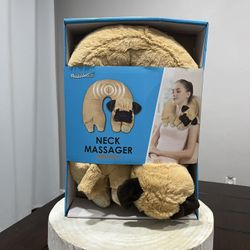 New Health Touch Pug Dog Neck Massager Vibrating Plush Relaxation Pillow NIB
