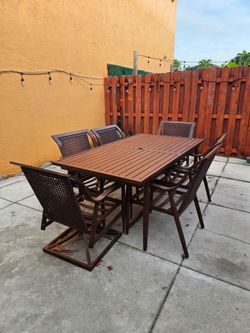 7-Piece Dark Bronze Metal Patio Dining Set