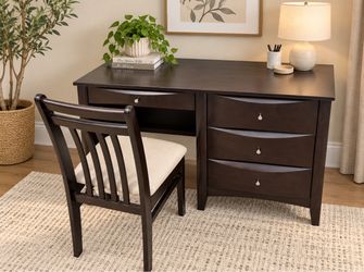 Dark Espresso Wood Desk and Chair Set