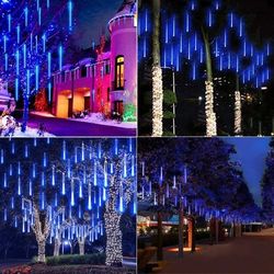 Meteor Shower Rain Tree String Light Party Outdoor Decor, 240 LED Lights (Blue)
