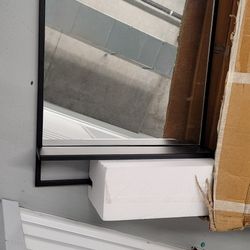 Bath Mirror  With Shelf Black  New