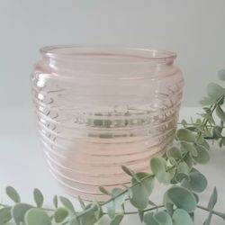 Pink Depression Era Bee Hive Glass Vase For SALE 