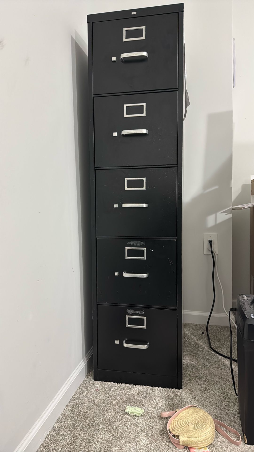 Vertical 5 Drawer Black Cabinet