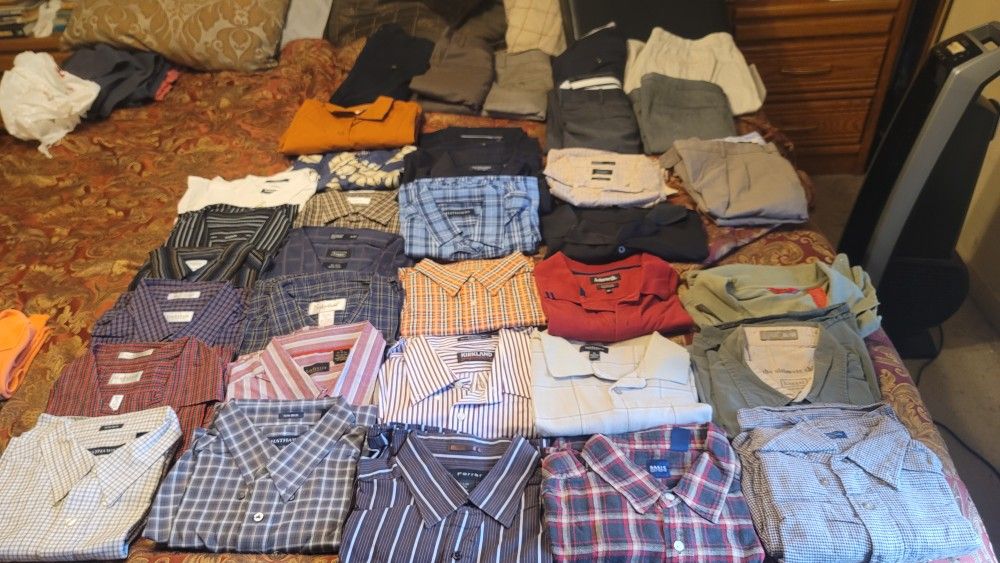 XL Men Dress Shirts & Dress Pants 36 X 32 Lot