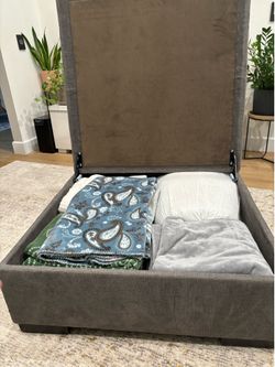 Grey Macy’s Sectional Sofa and Ottoman