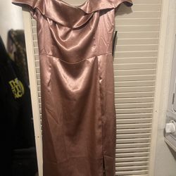 LULU’S CLASSY ROSE GOLD/MUAVE COLORED SPECIAL OCCASION DRESS NWT FOR $20