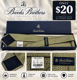 Brooks Brothers Patterned Tie with Original Box – $20