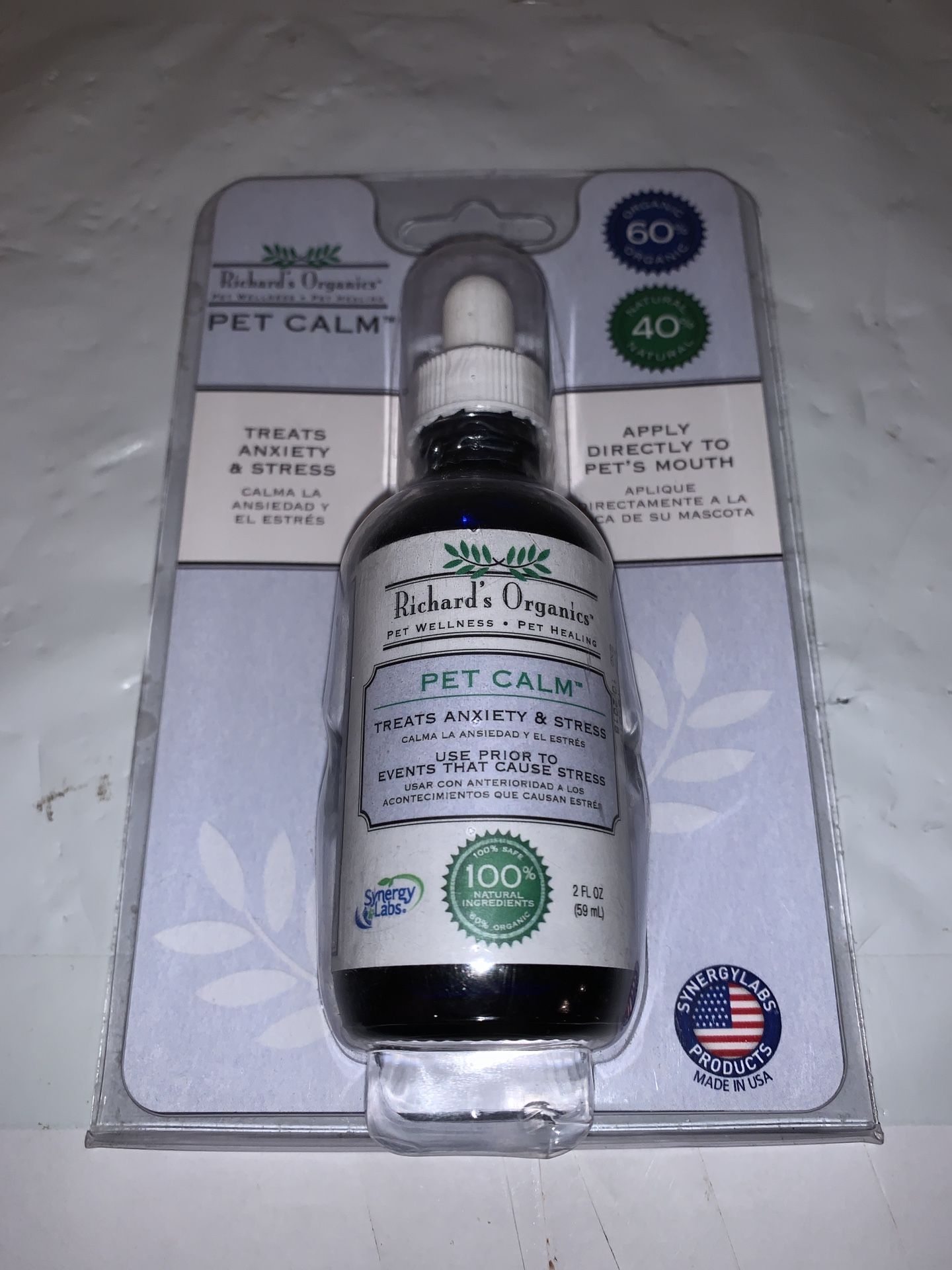 Richard's Organics Pet Calm Travel, Stress, Storms & Loud Noises- 2 fl. oz